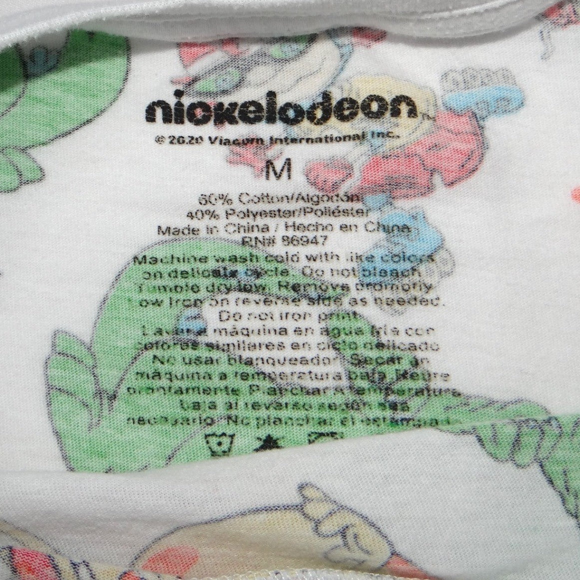 Nickelodeon 90s Cartoons All Over Print Shirt Mens Medium White Rugrats Reptar