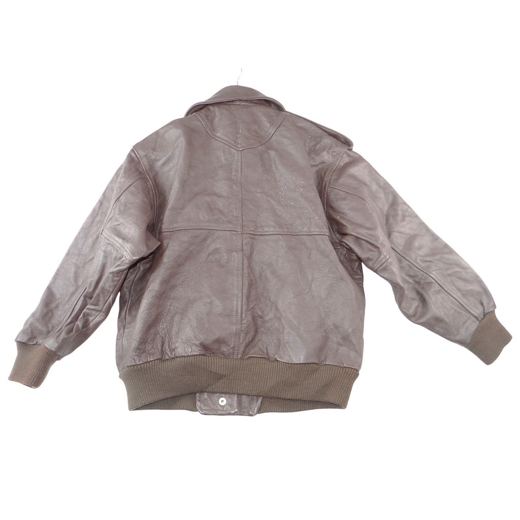 The Flight Club Mens Brown Leather Bomber Flight Jacket Map Lining Small