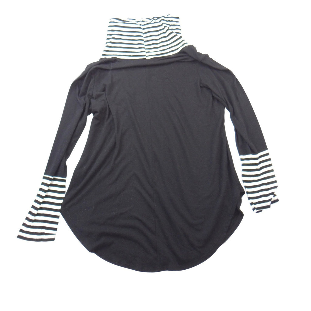 Vintage Venana Premium Womens 2X Black Striped Cowl Neck Long Sleeve Tunic Top
