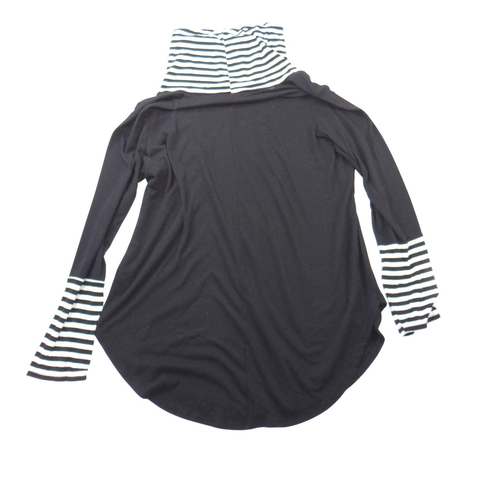 Vintage Venana Premium Womens 2X Black Striped Cowl Neck Long Sleeve Tunic Top
