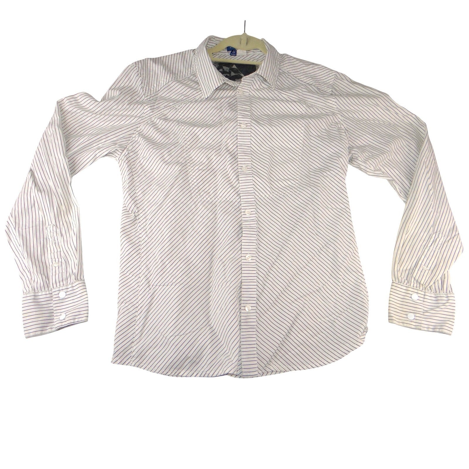H&M &denim Mens White Blue Pinstripe Long Sleeve Button Down Shirt Large