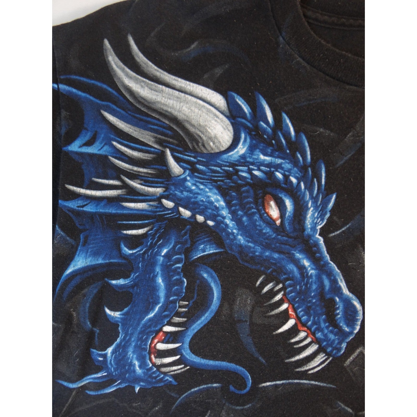 Vintage Men's Black Dragon Graphic T Shirt Fire Ice Mythical Fantasy Shirt