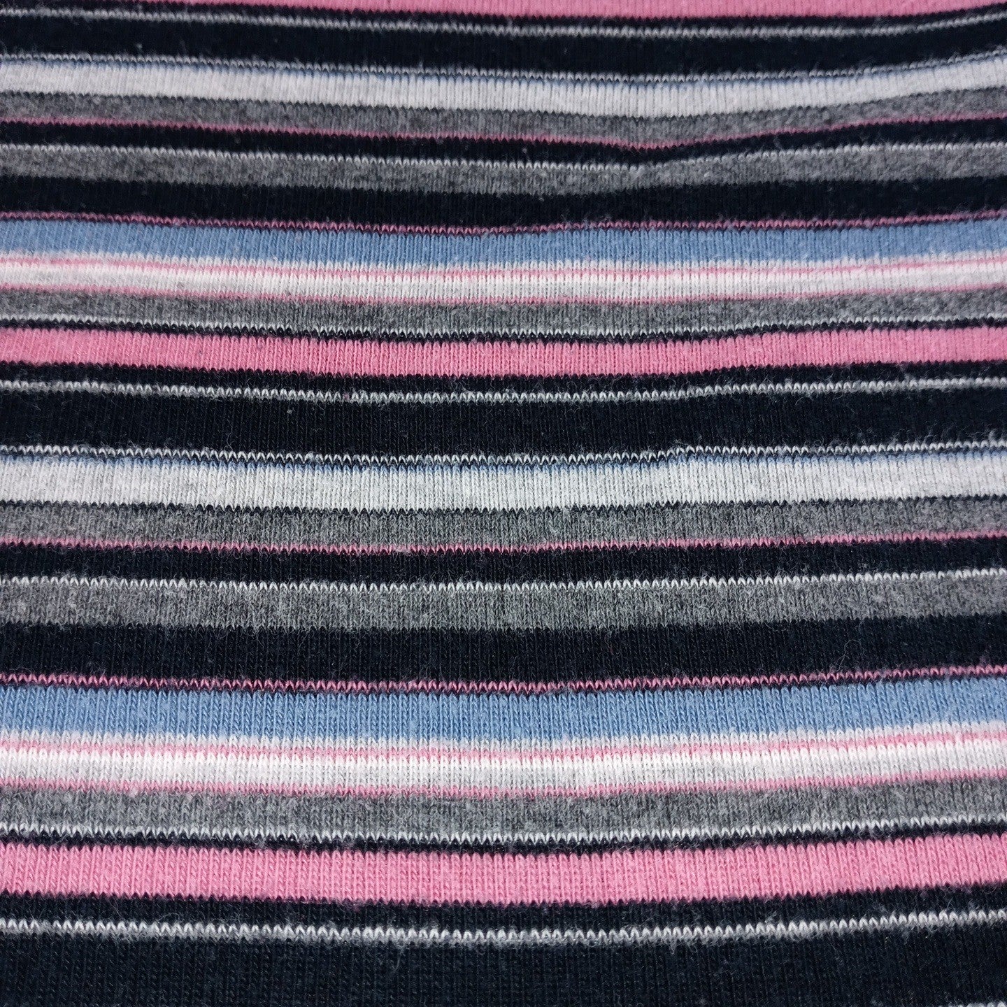 VTG Erika Striped Lace Up Collar Long Sleeve Womens Sz L Pink Black Gray Blue