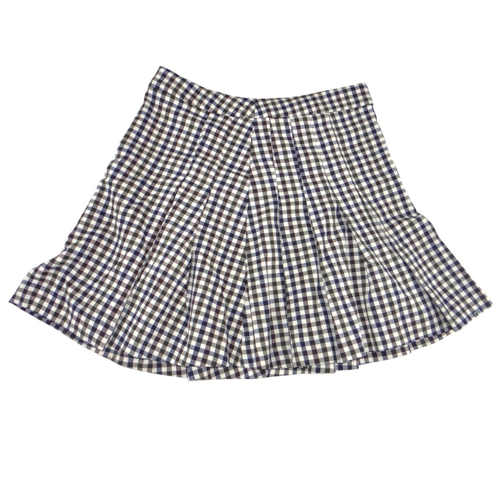 Mango MNG Gingham Pleated Mini Skirt Navy Green Check Size M
