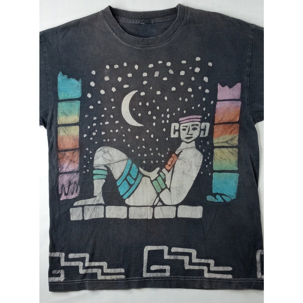 Rare M&O Gold Vintage Graphic T Shirt Aztec Celestial Night Sky Print M&O Gold