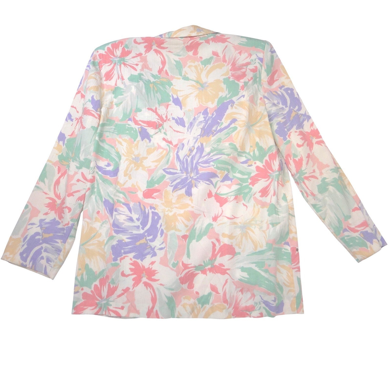 Alfred Dunner Vintage Floral Blazer Pastel Tropical Single Button Made in USA 12