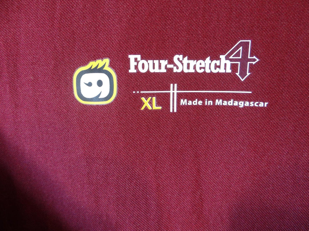 Four-Stretch Women's Burgundy Button-Front Medical Scrub Jacket XL