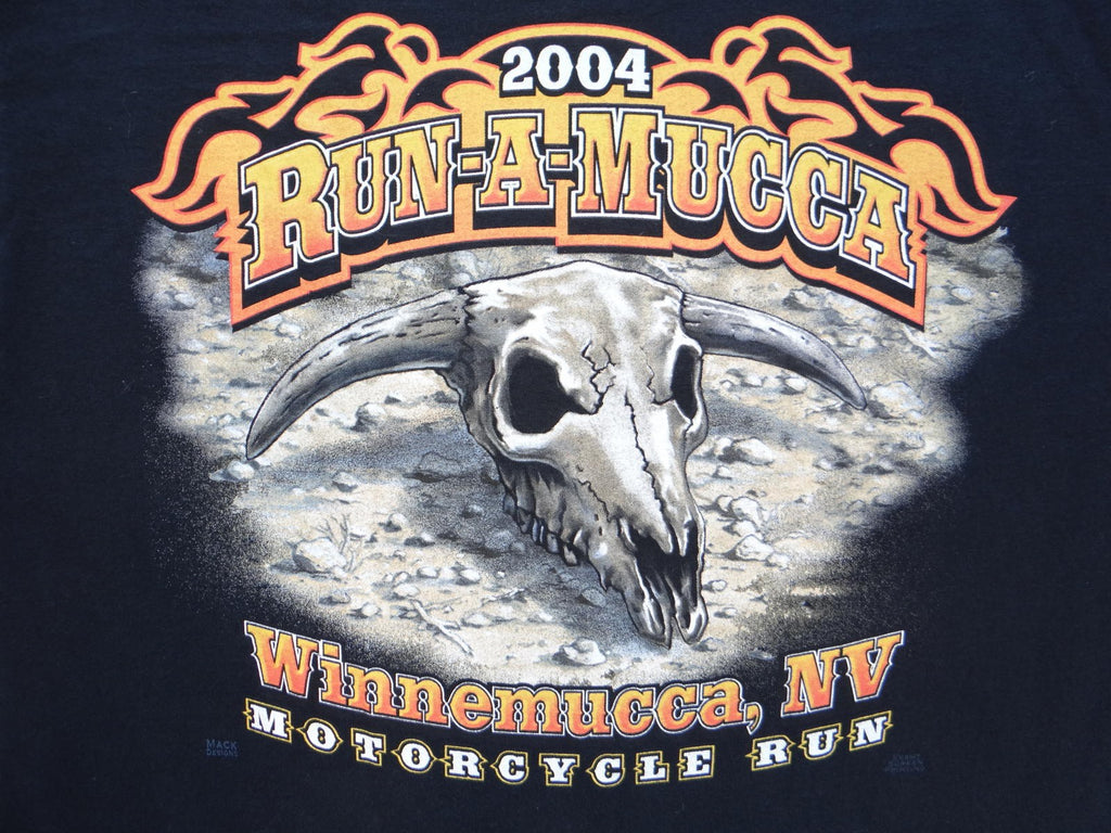 2004 Run-A-Mucca Motorcycle Run Black Graphic T-Shirt