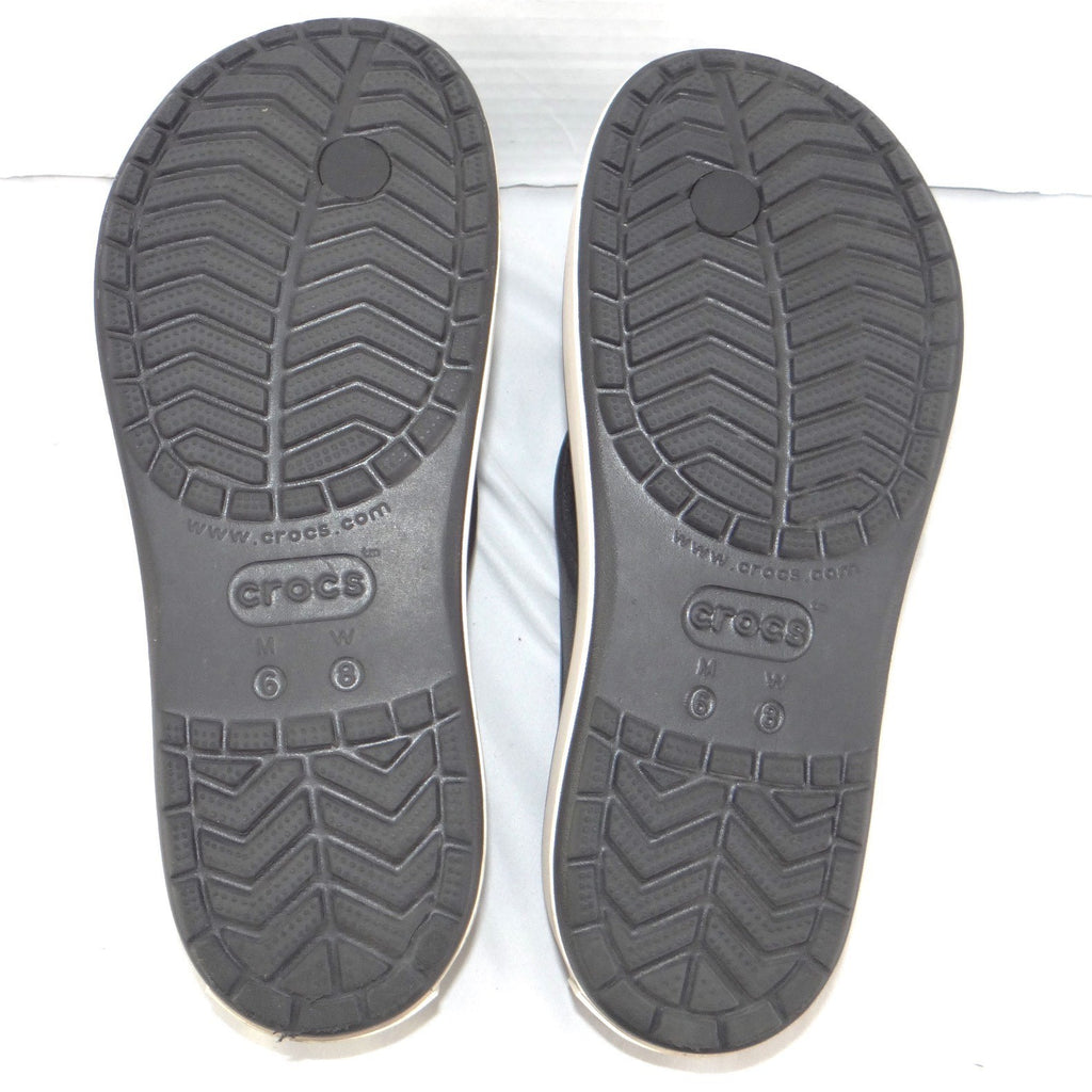 Crocs Crocband Platform Flip Sandals Black White Womens 8 Mens 6 Thong Flatform