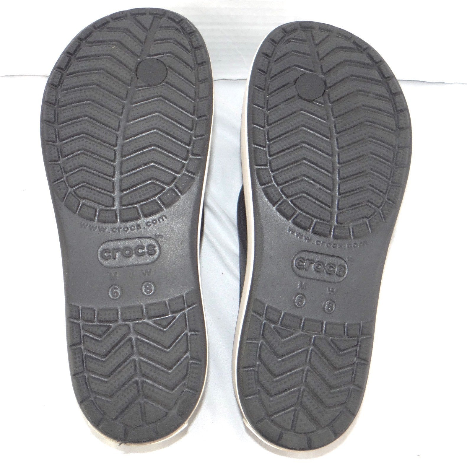 Crocs Crocband Platform Flip Sandals Black White Womens 8 Mens 6 Thong Flatform