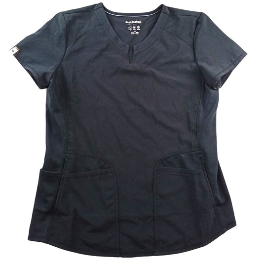 Scrubstar Premium Scrubwear Womens Black V-Neck Scrub Top Medium 4-Way Stretch