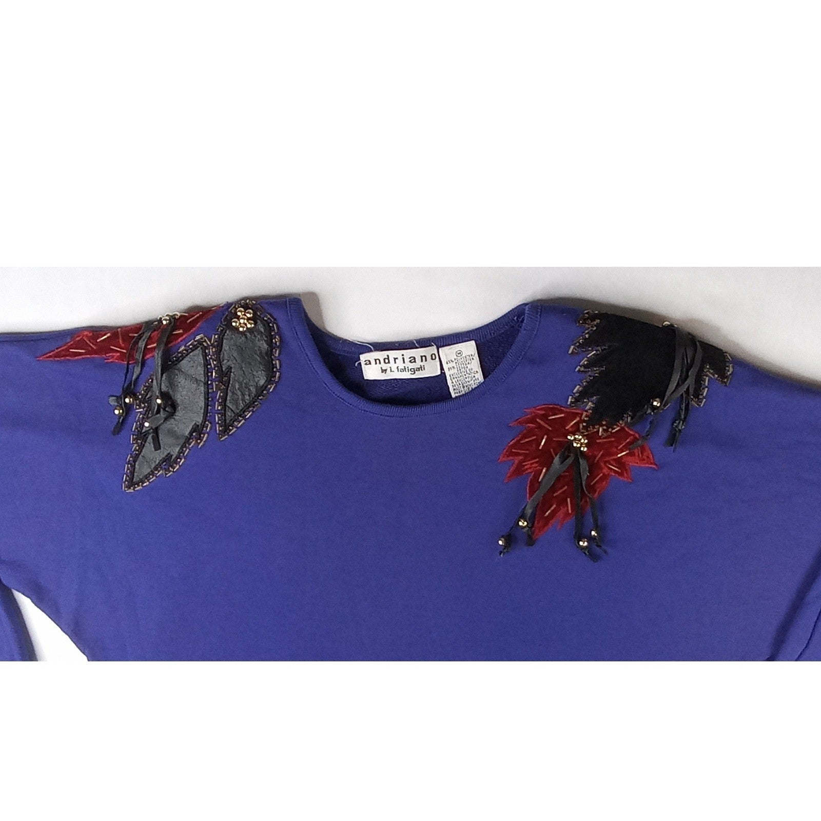 Adriano by I Fatigati Womens Purple Embellished Sweatshirt Size M