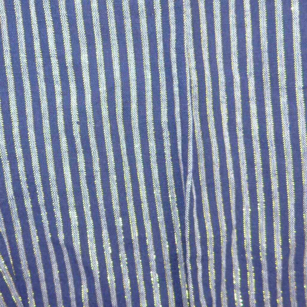 NWT-Ellen Tracy Linen Striped Drawstring Pants Navy Gold Metallic Joggers L
