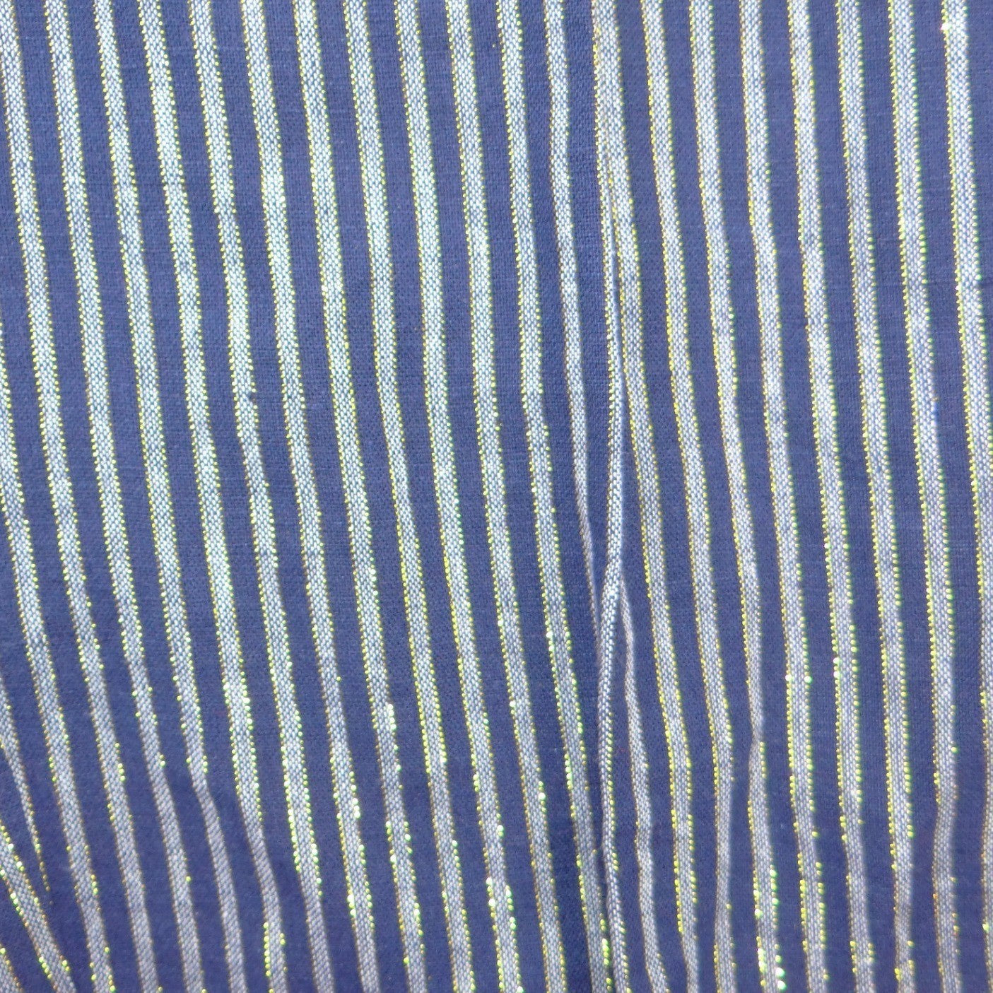 NWT-Ellen Tracy Linen Striped Drawstring Pants Navy Gold Metallic Joggers L
