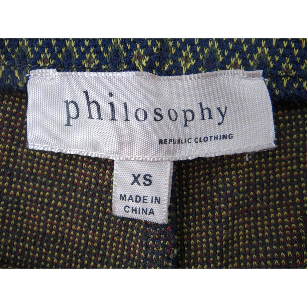 Philosophy Republic Clothing Womens XS Geometric Knit Dress Pant Blue Yellow Red