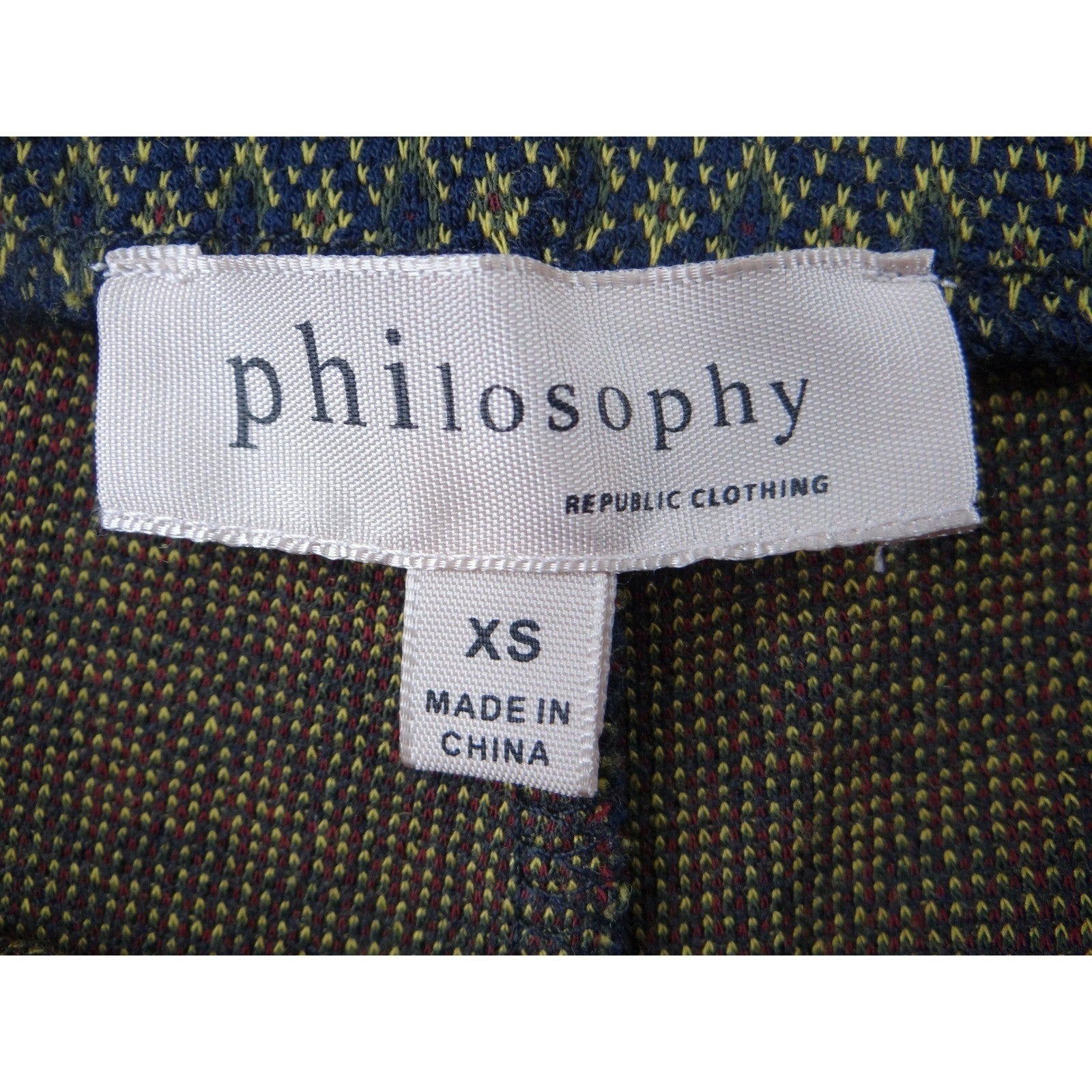 Philosophy Republic Clothing Womens XS Geometric Knit Dress Pant Blue Yellow Red