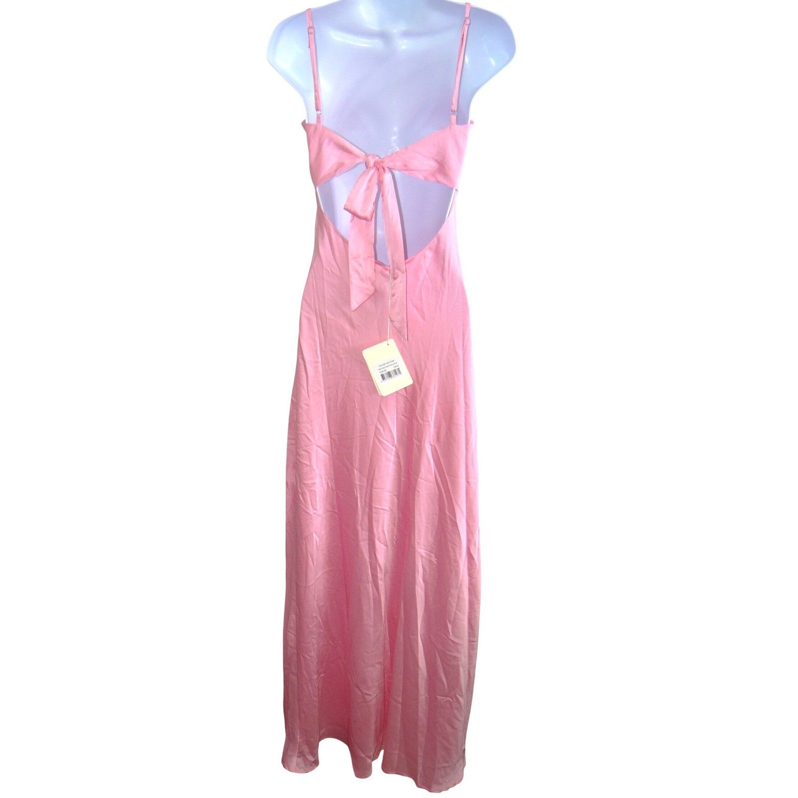 NWT-Peppermayo Flora Satin Maxi Dress Candy Pink US 2 Cutout Tie Back Gown