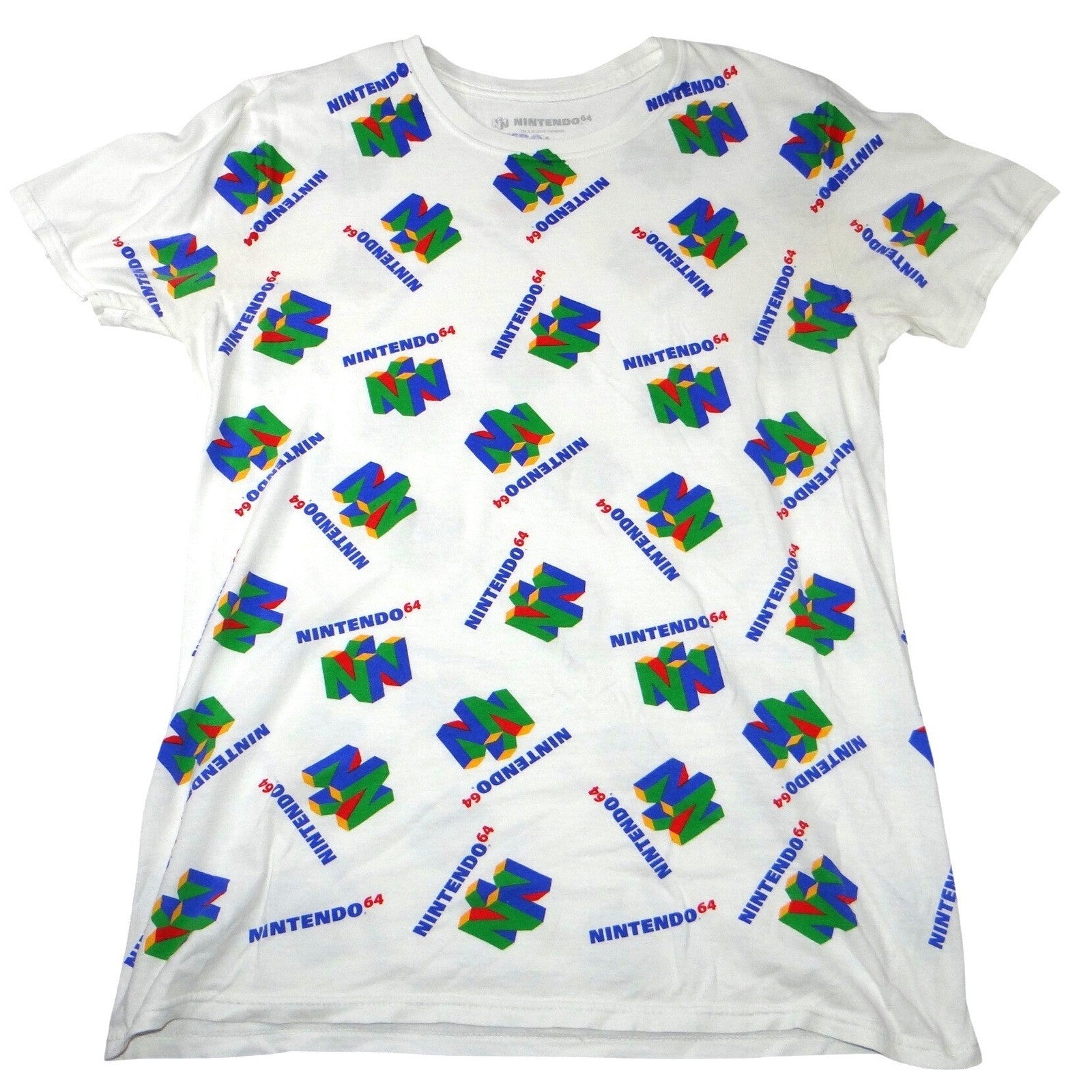Nintendo 64 N64 All Over Print T Shirt White Men's Size Medium Retro Gamer
