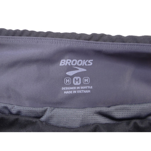 Brooks Womens Running Shorts Black Grey Abstract Streak Pattern Reflective Logo