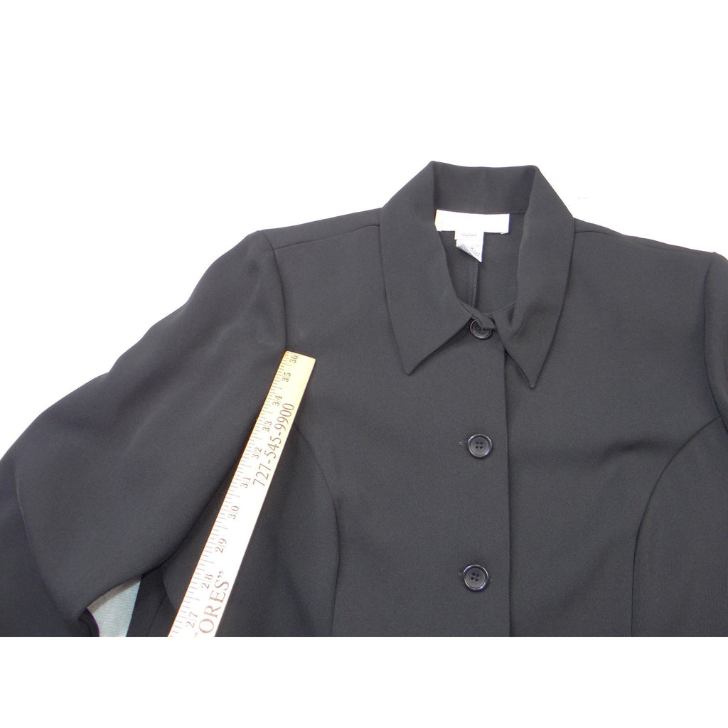 Allison Woods Womens Black Button Front Blazer Jacket Plus Size 16W