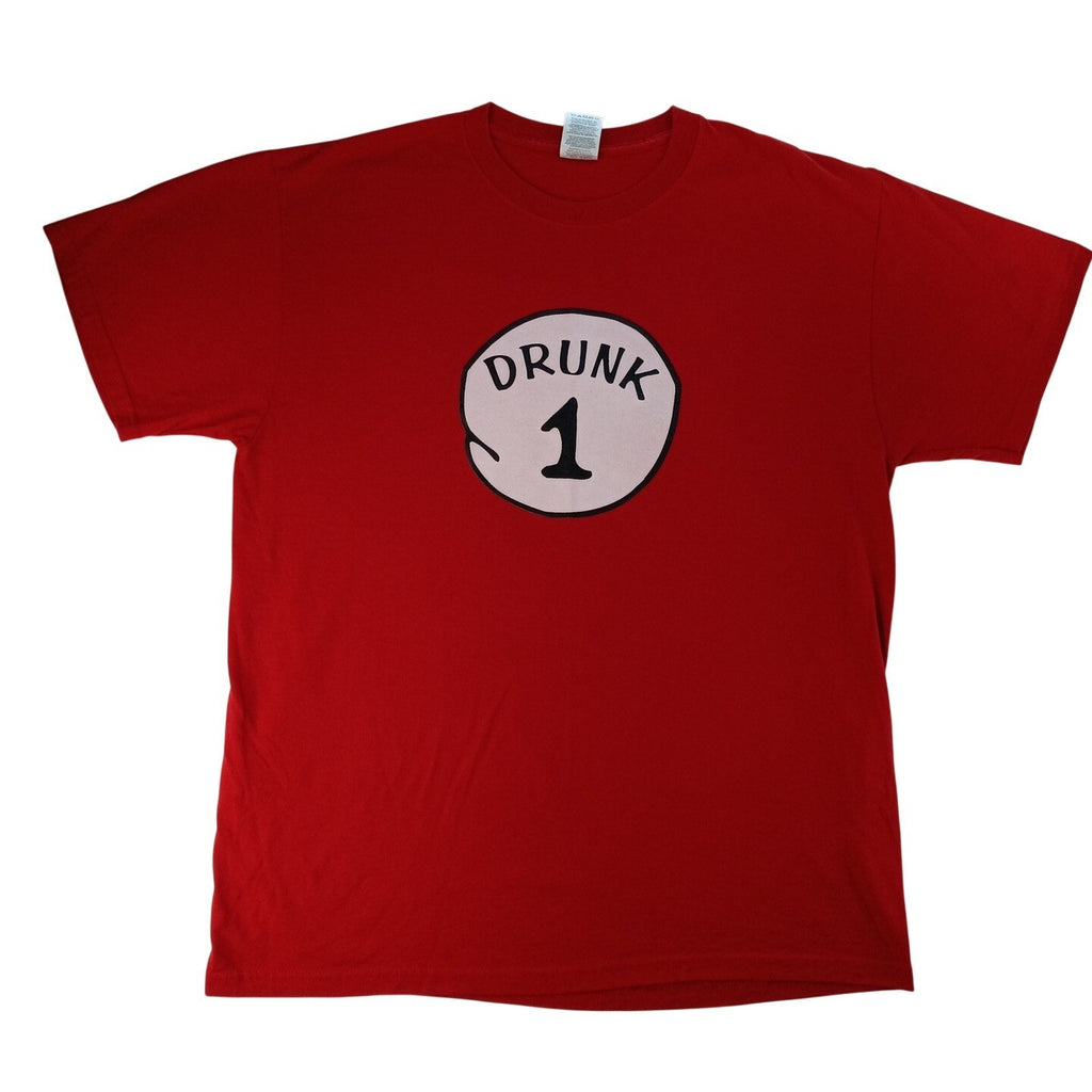 Dr Seuss Drunk 1 Red Graphic T Shirt Mens XL Heavyweight Blend