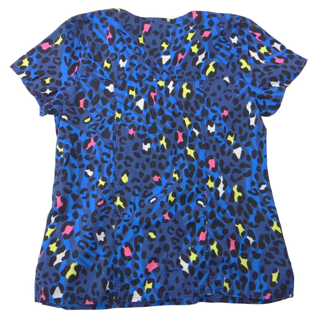 Heartsoul Wiki Neon Leopard Print Scrub Top Blue Pink Yellow Womens Medium