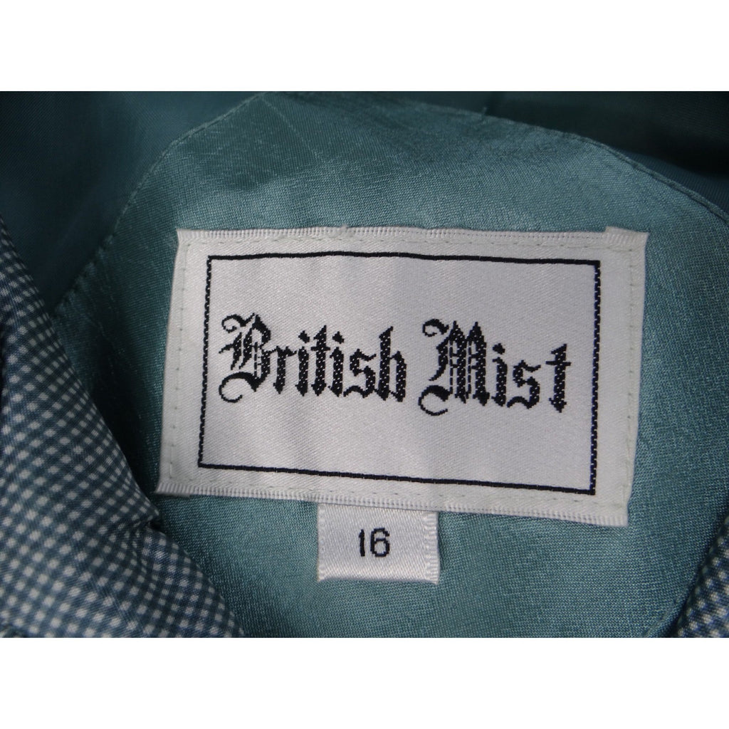 Vintage British Mist Teal Raincoat Women's Size 16 Trench Style Water Resistant