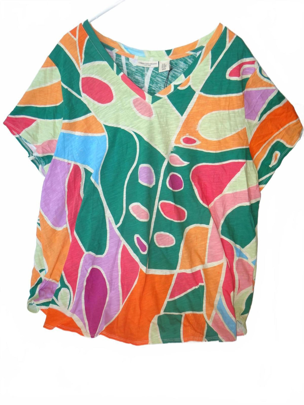 Christian Siriano Women's Plus Size Abstract Print Short Sleeve Top 3X NWOT