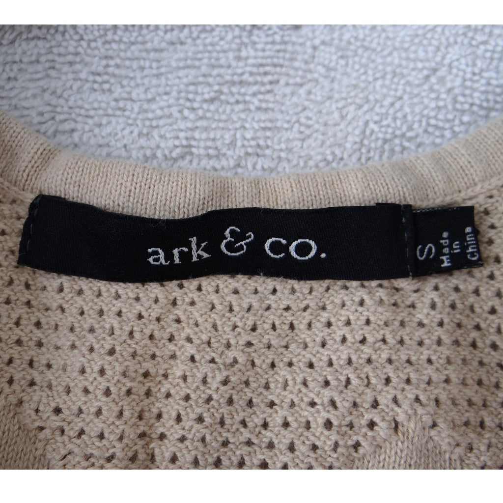 Ark & Co Womens Beige Pointelle Knit Sleeveless Fit and Flare Skater Dress Small