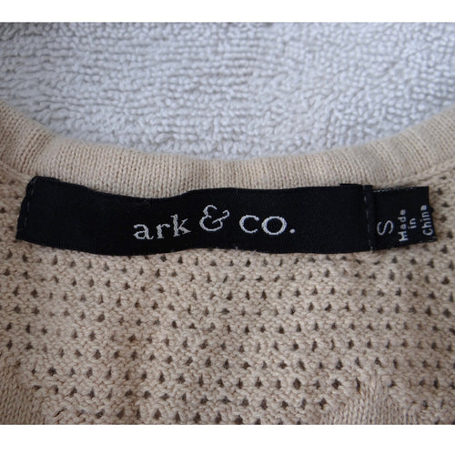 Ark & Co Womens Beige Pointelle Knit Sleeveless Fit and Flare Skater Dress Small