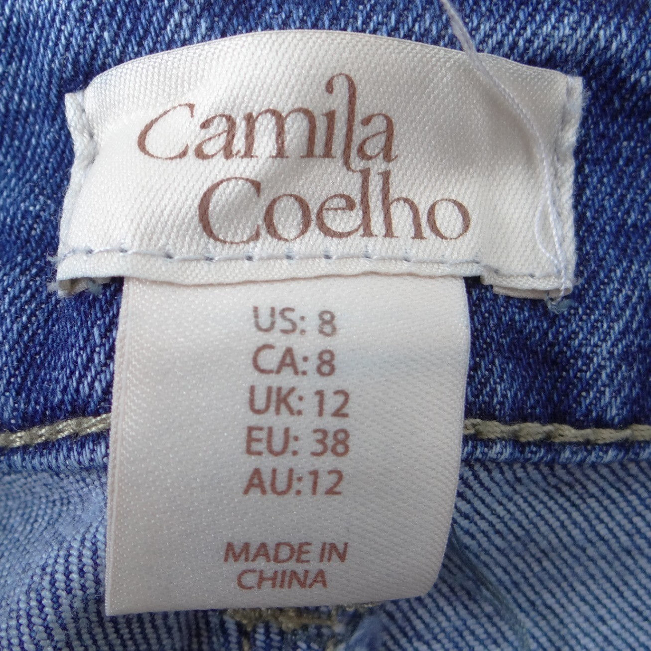 Camila Coelho Womens Studded Side Wide Leg Jeans Blue Medium Wash High Rise 8