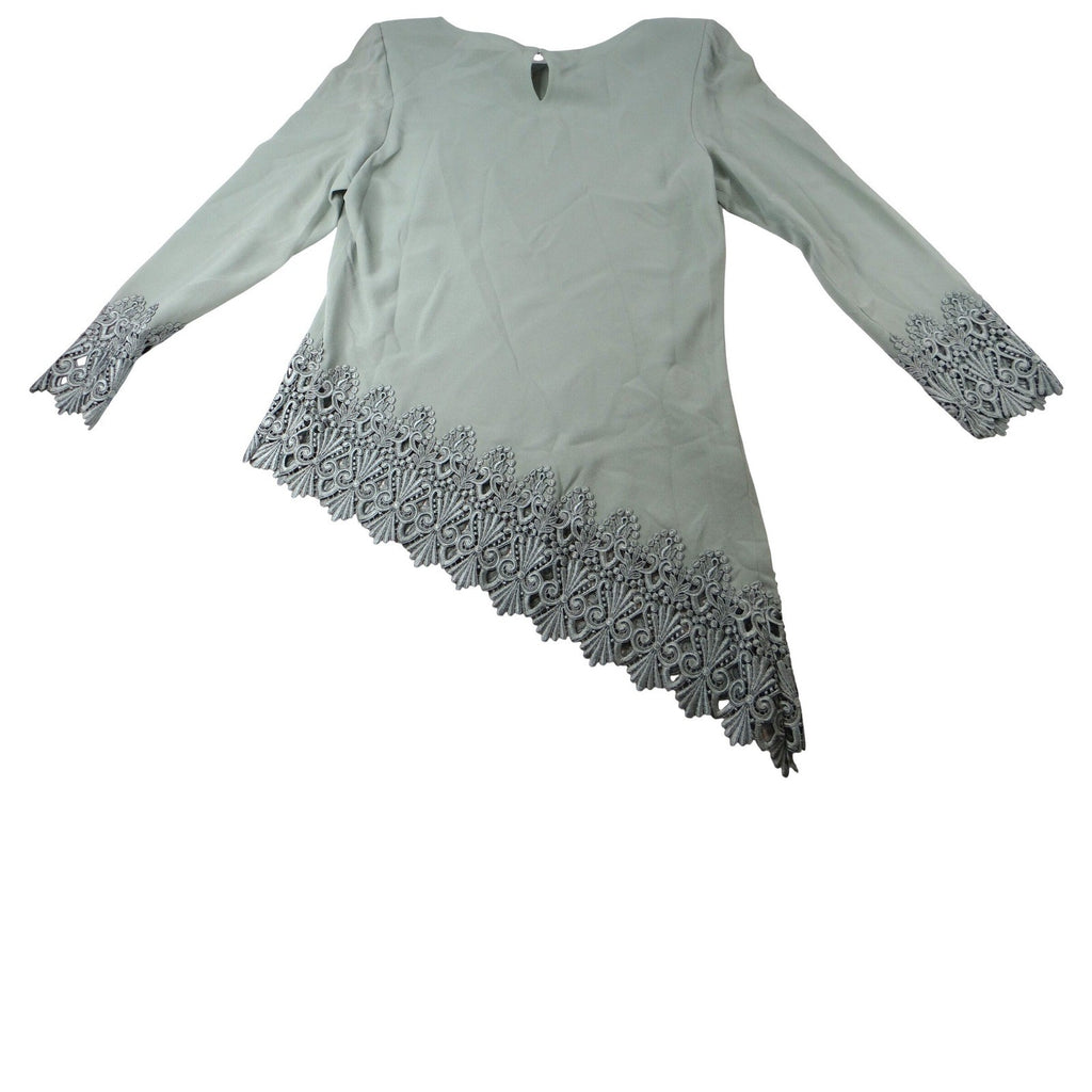 Vintage Cattiva New York Womens Mint Green Lace Trim AsymmetricalTop Sz 14