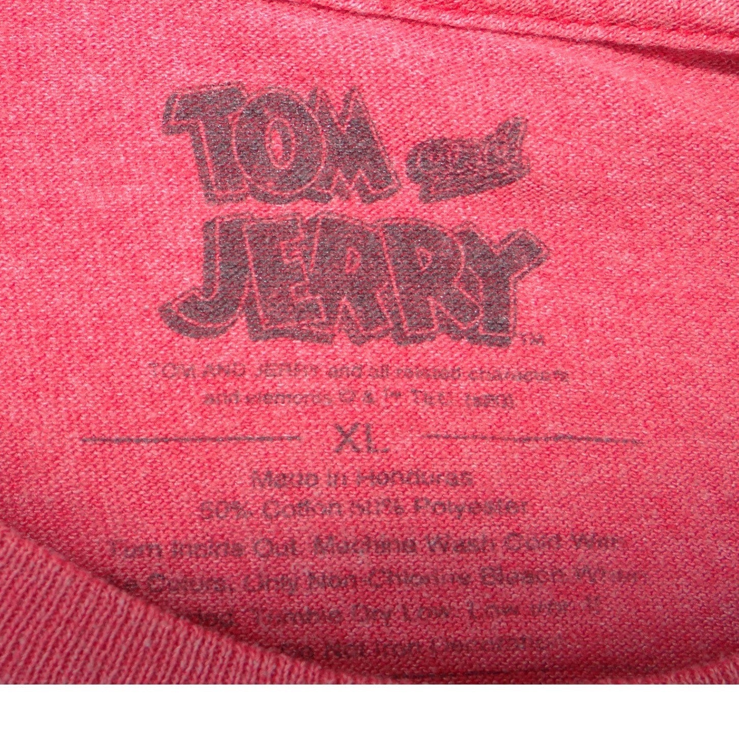 Tom and Jerry Graphic T-Shirt Mens XL Heather Red Short Sleeve Cartoon Tee