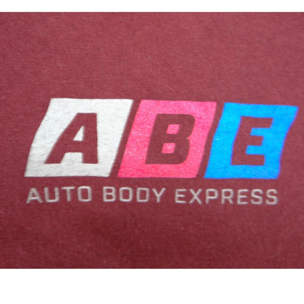 Auto Body Express ABE Paints Graphic T-Shirt Mens XL Maroon PPG Car Jet Yacht