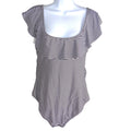 Gap Womens Black White Striped Ruffle Flutter Sleeve One Piece Swimsuit Size L