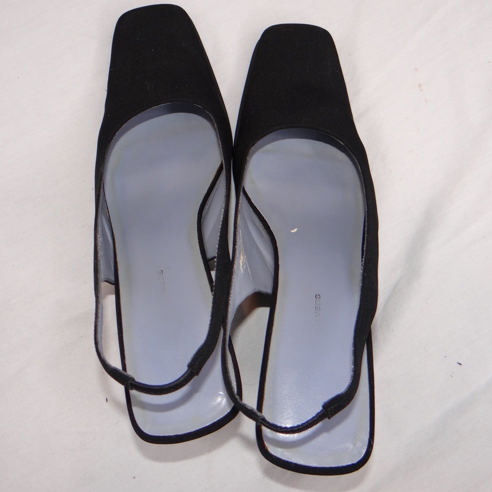 VTG Valerie Stevens Women Black Slingback Square Toe Block Heel w orig box 7.5M