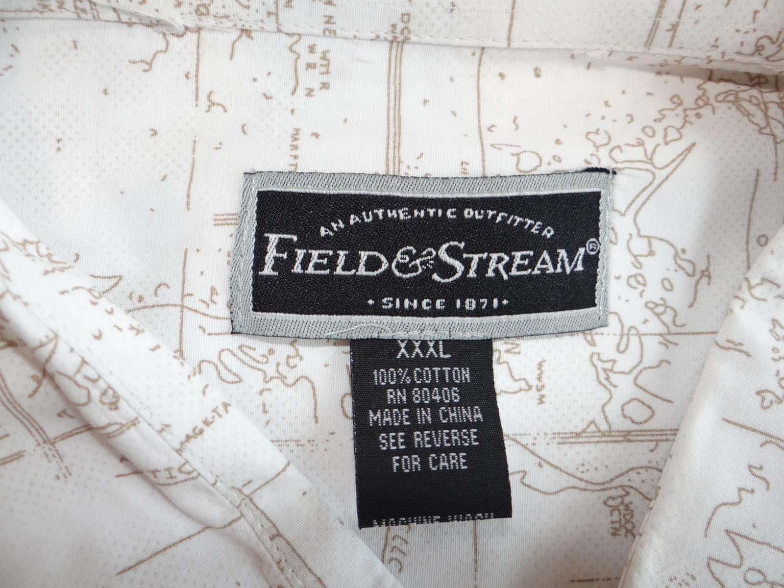 Field & Stream Map Print Short Sleeve Shirt XXXL