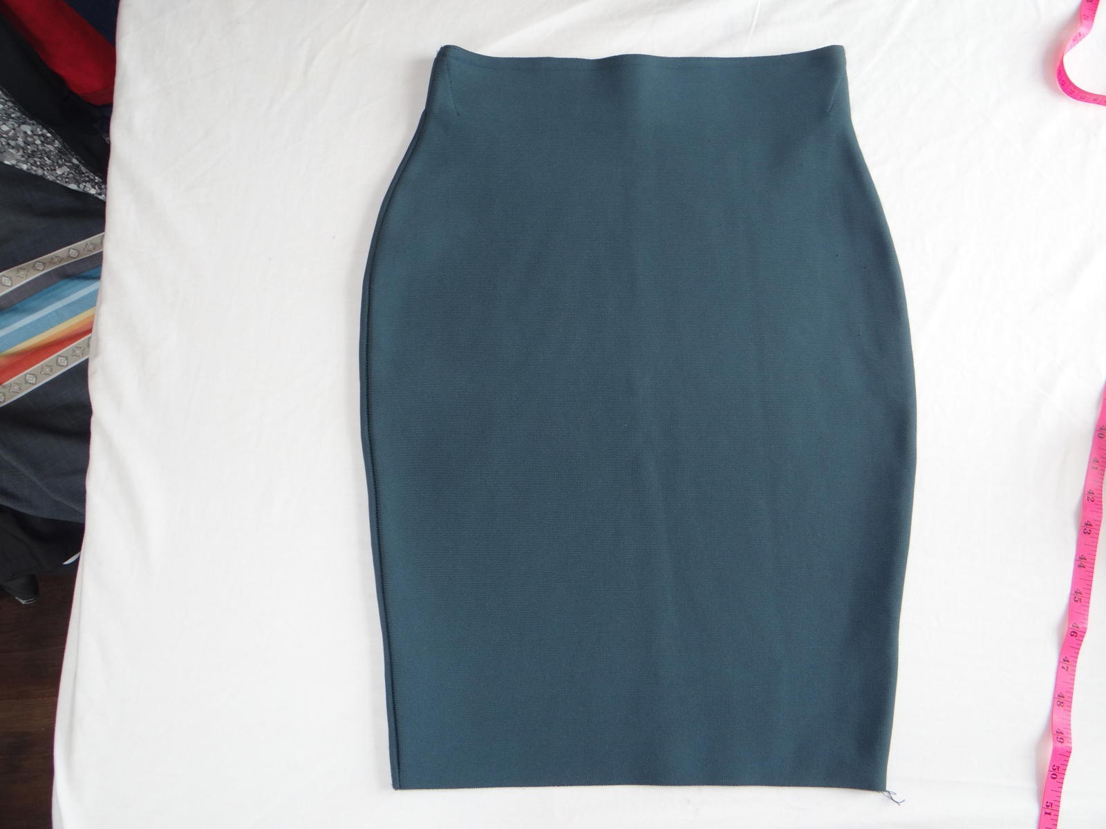Shinesdar Women's Teal Bodycon Midi Skirt-Forest Green