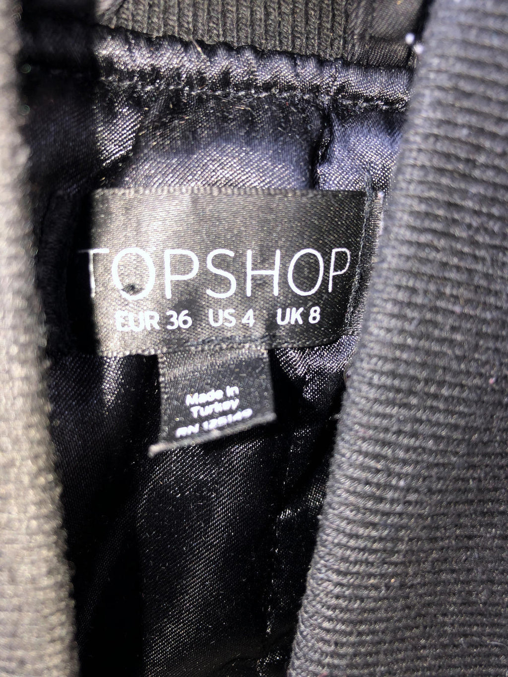TOPSHOP Stylish Black Bomber Jacket with Patches