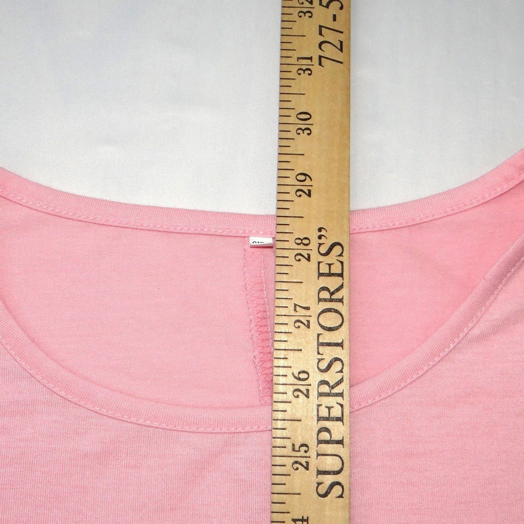 Pink Short Sleeve Sharkbite Hem Tunic Top Crew Neck Relaxed Fit Plus Size 3XL
