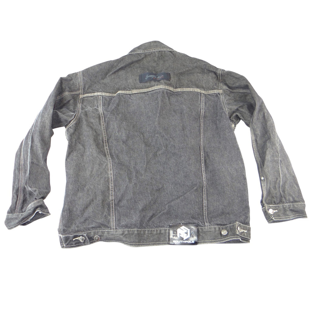 Southpole Mens XL Faded Black Denis Jacket Contrast Stitch Streetwear Y2K