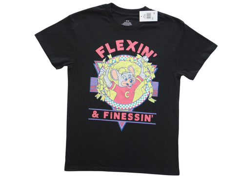 Black Graphic T-Shirt with Flexin' & Finessin' Design
