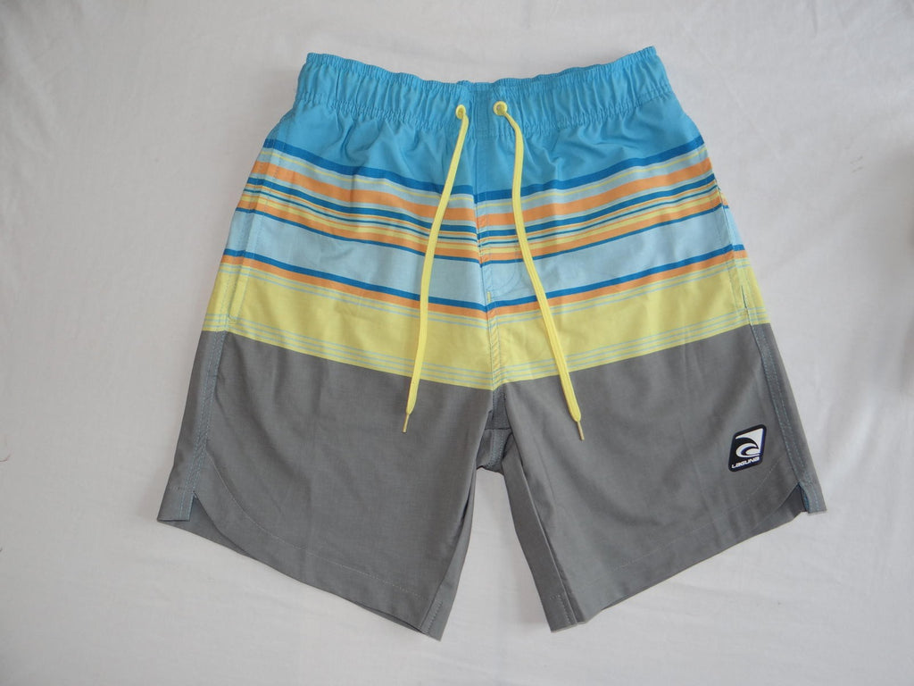 Laguna Men's Beach Shorts - Stylish Stripes in Blue & Gray