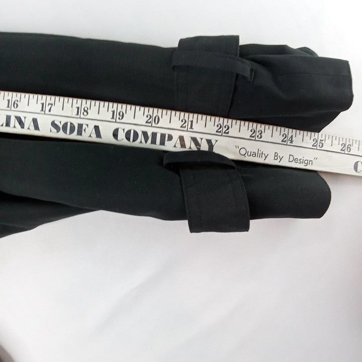 Classic Double Breasted Trench Coat Black Long Sleeve Belted Collar