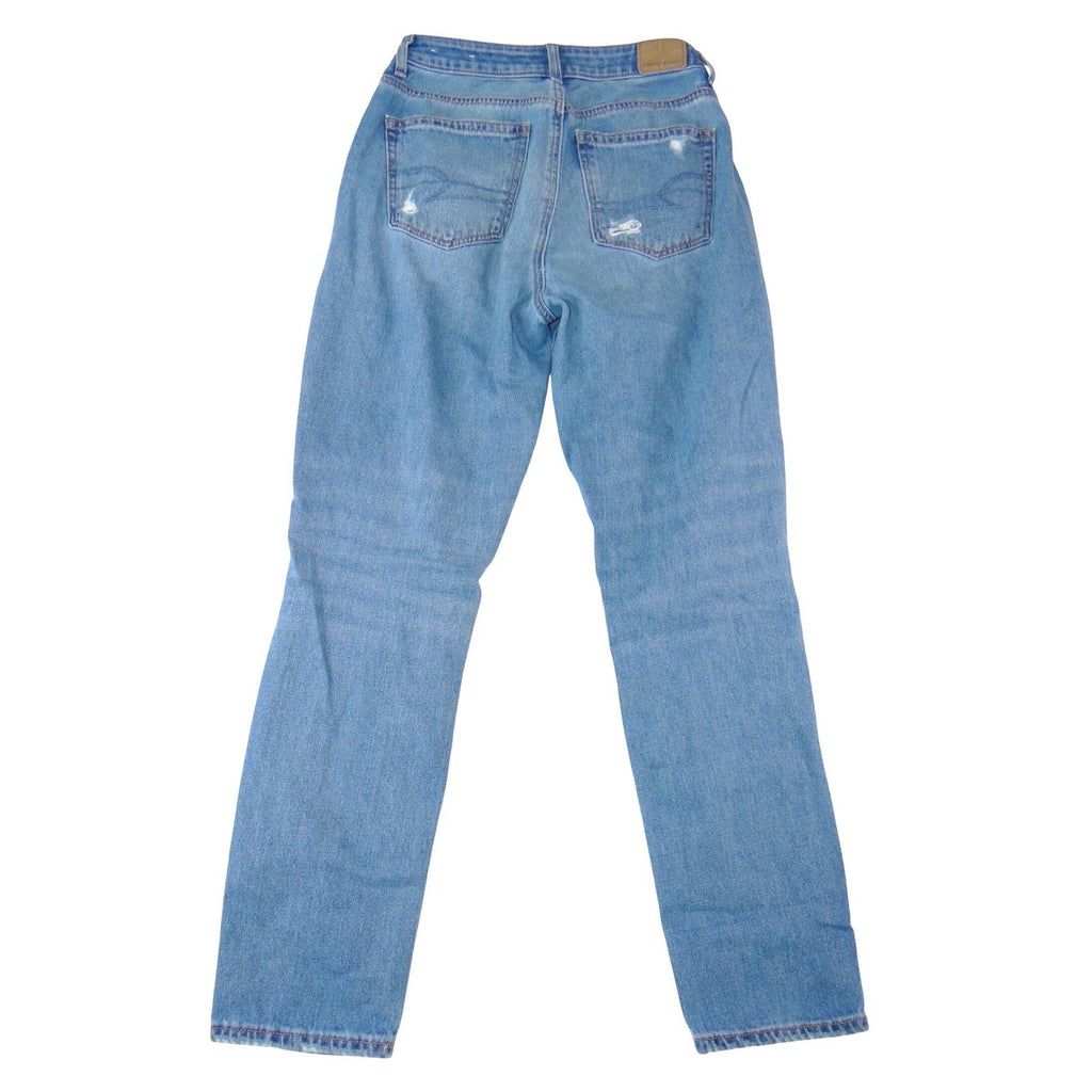 American Eagle Mom Jean Light Wash Distressed Ripped High Rise Denim