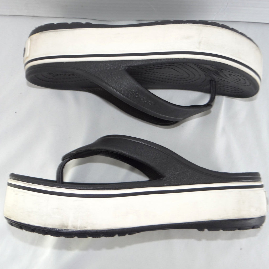 Crocs Crocband Platform Flip Sandals Black White Womens 8 Mens 6 Thong Flatform