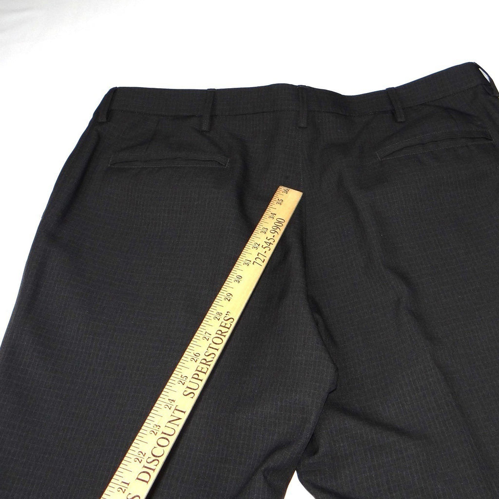 Haggar H26 Mens Dress Pants 38x29 Charcoal Black Micro Check Straight Leg Slacks