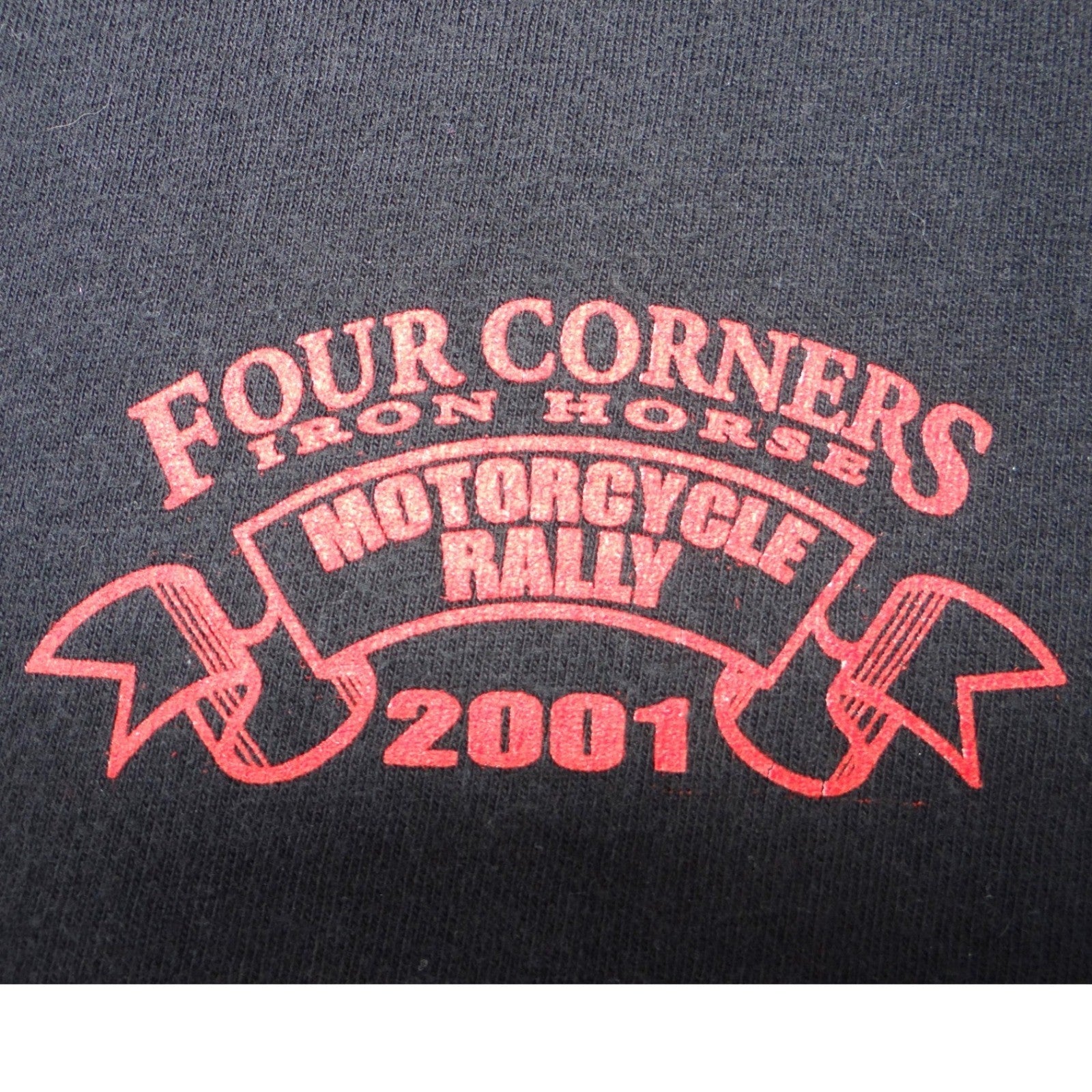 Vintage Hanes Beefy-T 2001 Four Corners Motorcycle Rally Pocket T-Shirt Mens Lrg