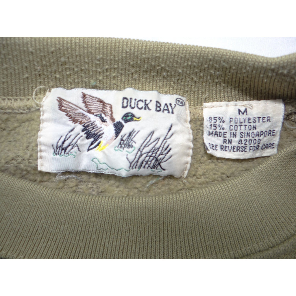 Vintage Duck Bay Camouflage Raglan Crewneck Sweatshirt Mens Medium Green Brown