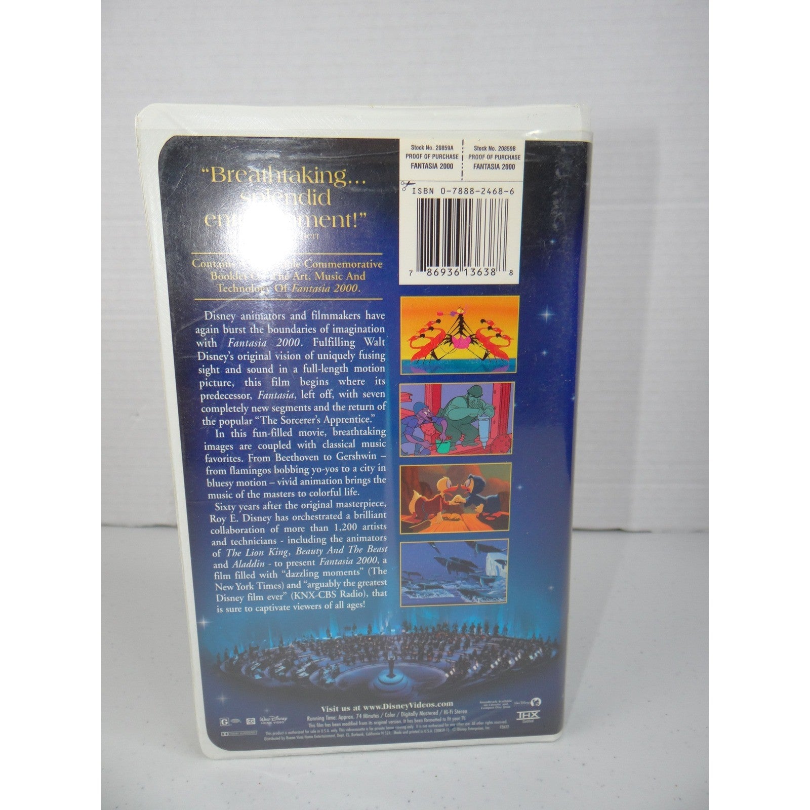 Walt Disney Fantasia 2000 VHS Clamshell THX Certified Stock 20859 Animation G